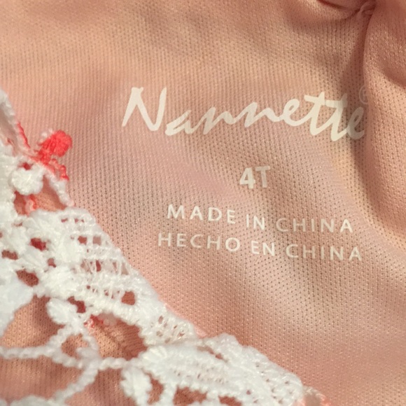 Girls peach, coral, and white flowy dress - Picture 5 of 5